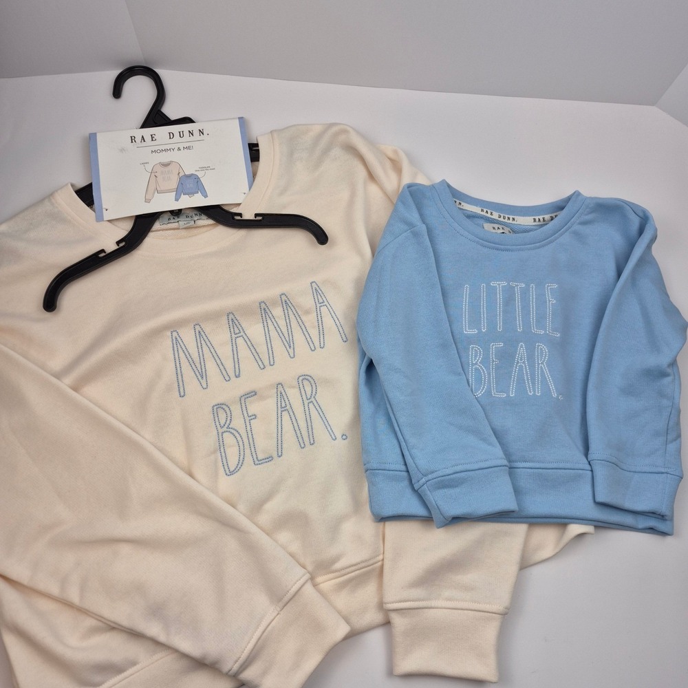 Rae Dunn Matching Outfit Set Mommy & Me‎ Mama Bear L Little Bear 3T Gift NWT